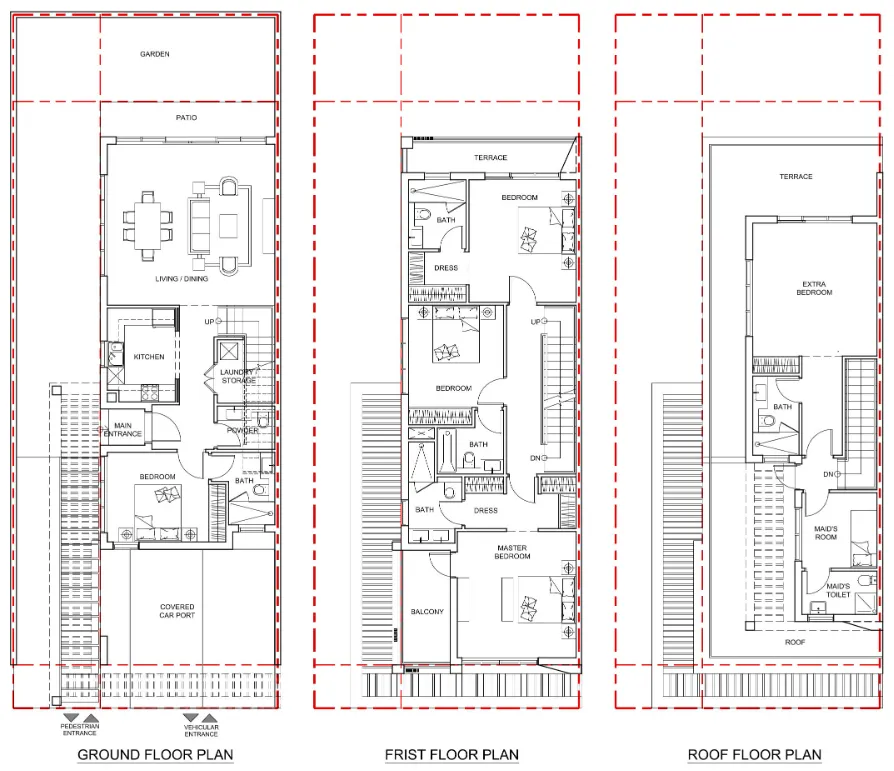 5 bedroom Townhouse floor plan at Riverside by Damac