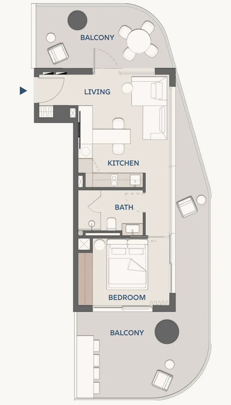 1 bedroom Apartments floor plan at Wyndham Residences Al Marjan Island