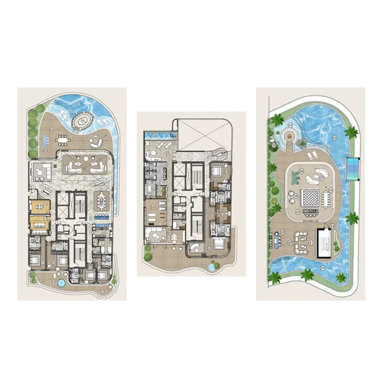6 bedroom Penthouse floor plan at One Crescent Palm