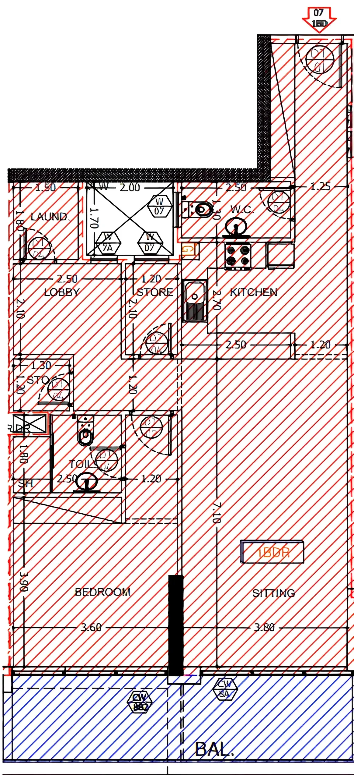 1.5 bedroom Apartments floor plan at Sea View Residence