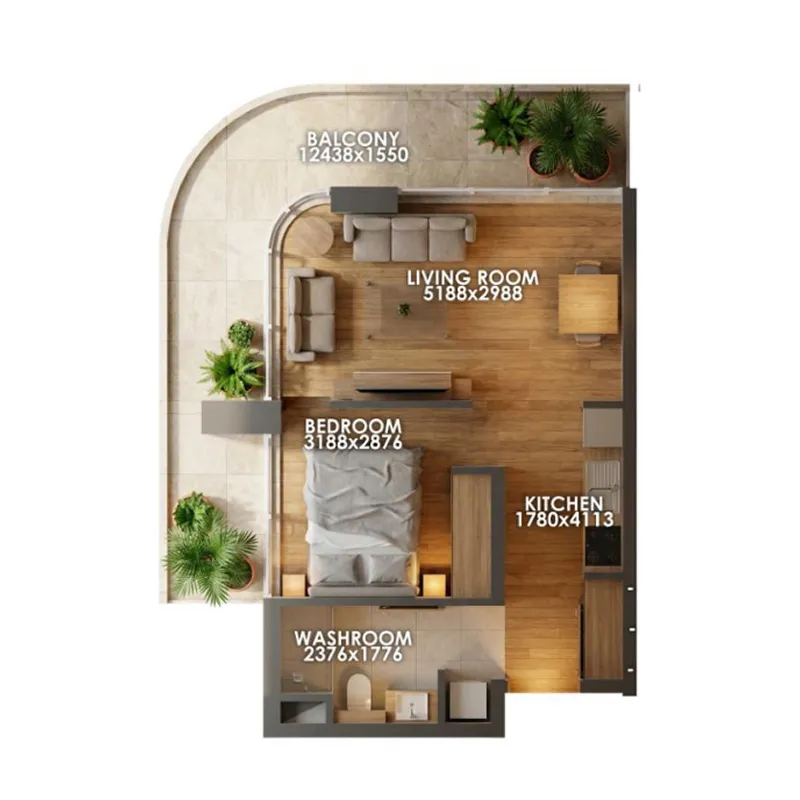 0 bedroom Apartments floor plan at Zenith D1