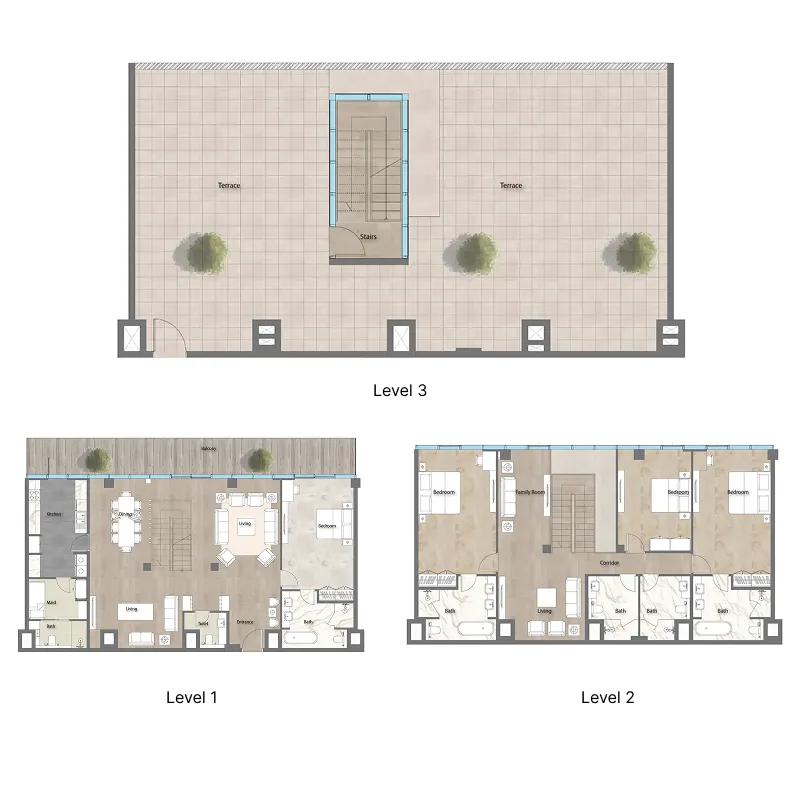 4 bedroom Duplex floor plan at Yas Beach Residence