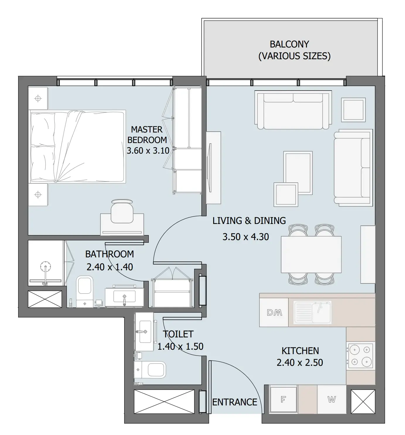 1 bedroom Apartments floor plan at Verdana III