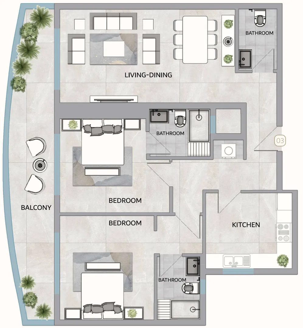 2 bedroom Apartments floor plan at One 678 Residences