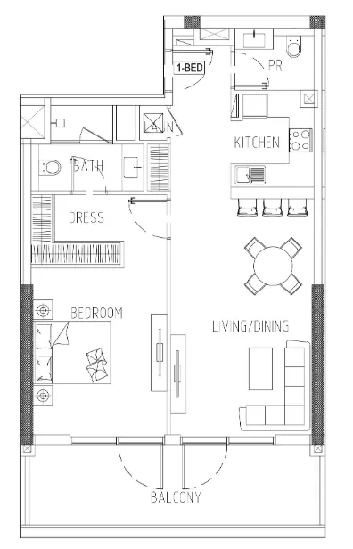 1 bedroom Apartments floor plan at Damac Riverside Views