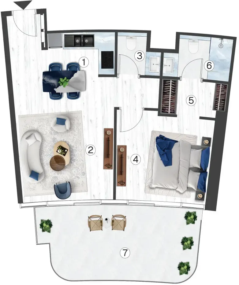 1 bedroom Apartments floor plan at Radisson Blu Hotel & Residences