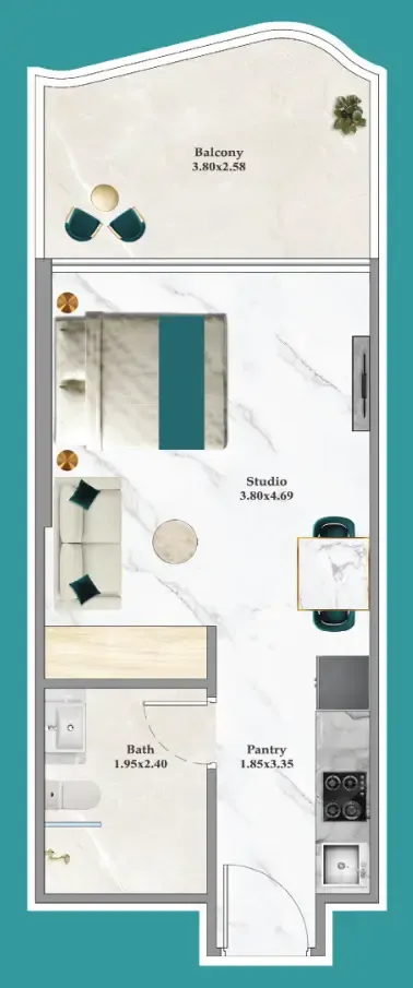 0 bedroom Apartments floor plan at Breez