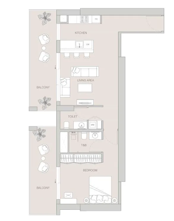 1 bedroom Apartments floor plan at W1NNER Tower