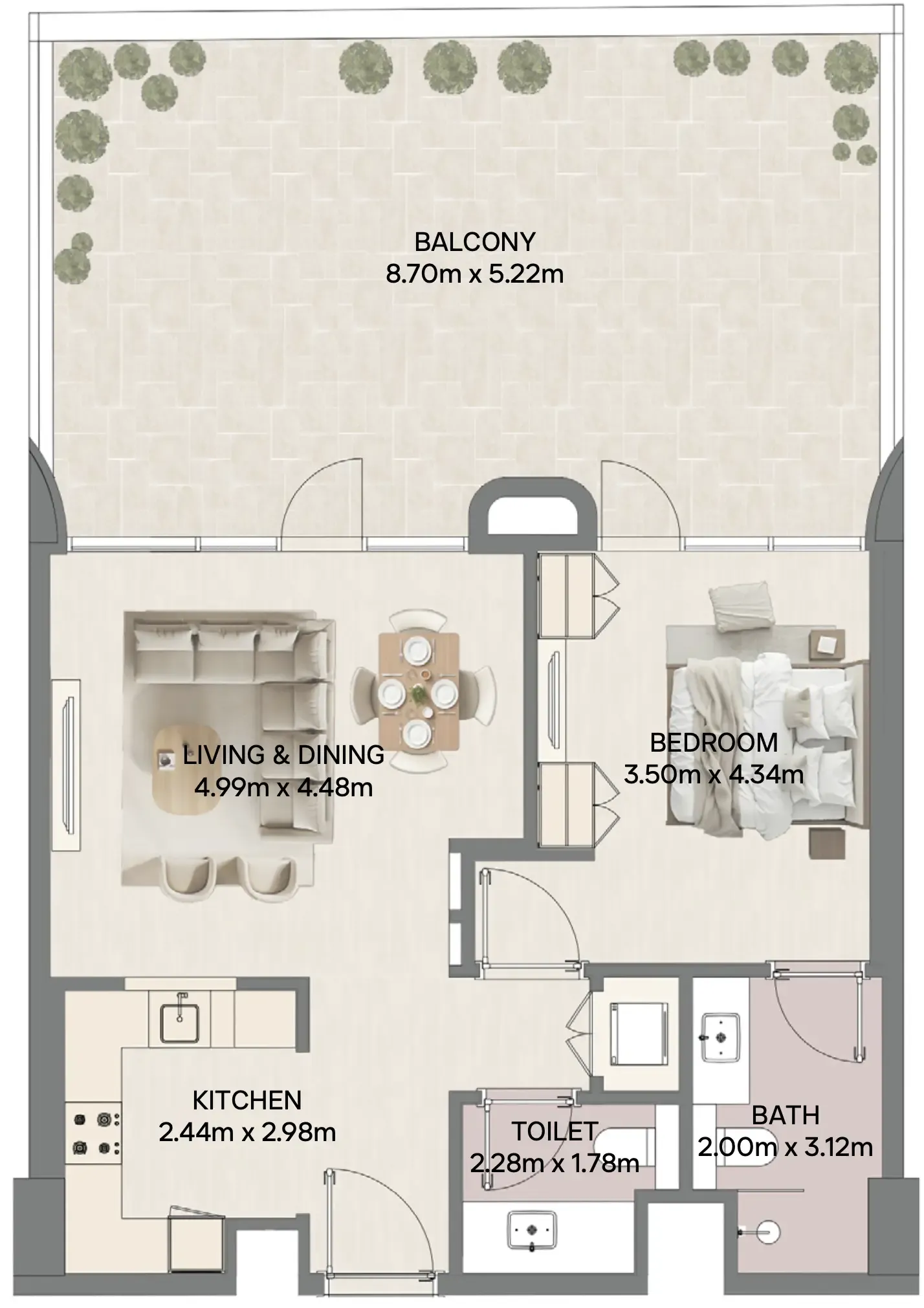 1 bedroom Apartments floor plan at Mirasol II
