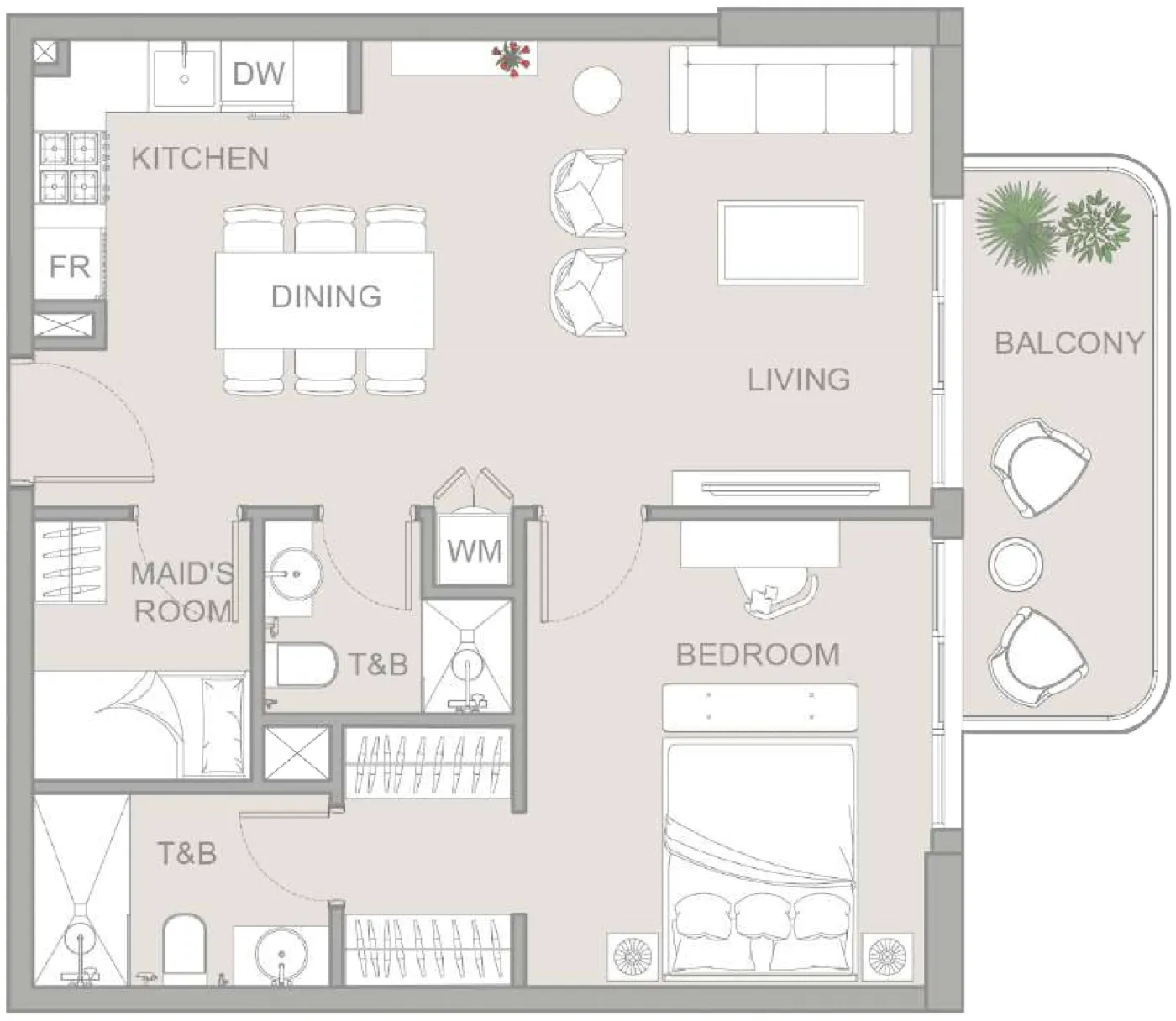 1.5 bedroom Apartments floor plan at TETR1S Tower
