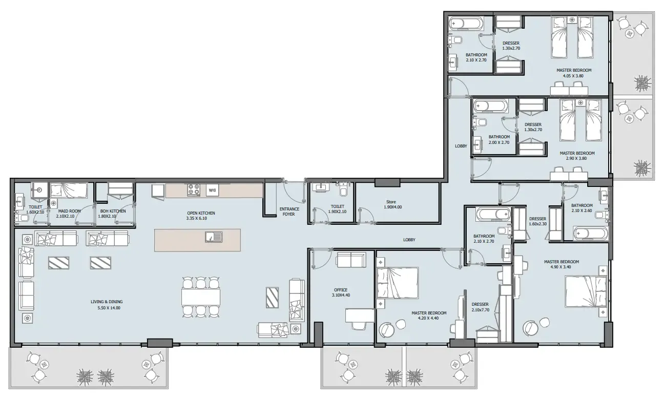 4.5 bedroom Penthouse floor plan at Oceana