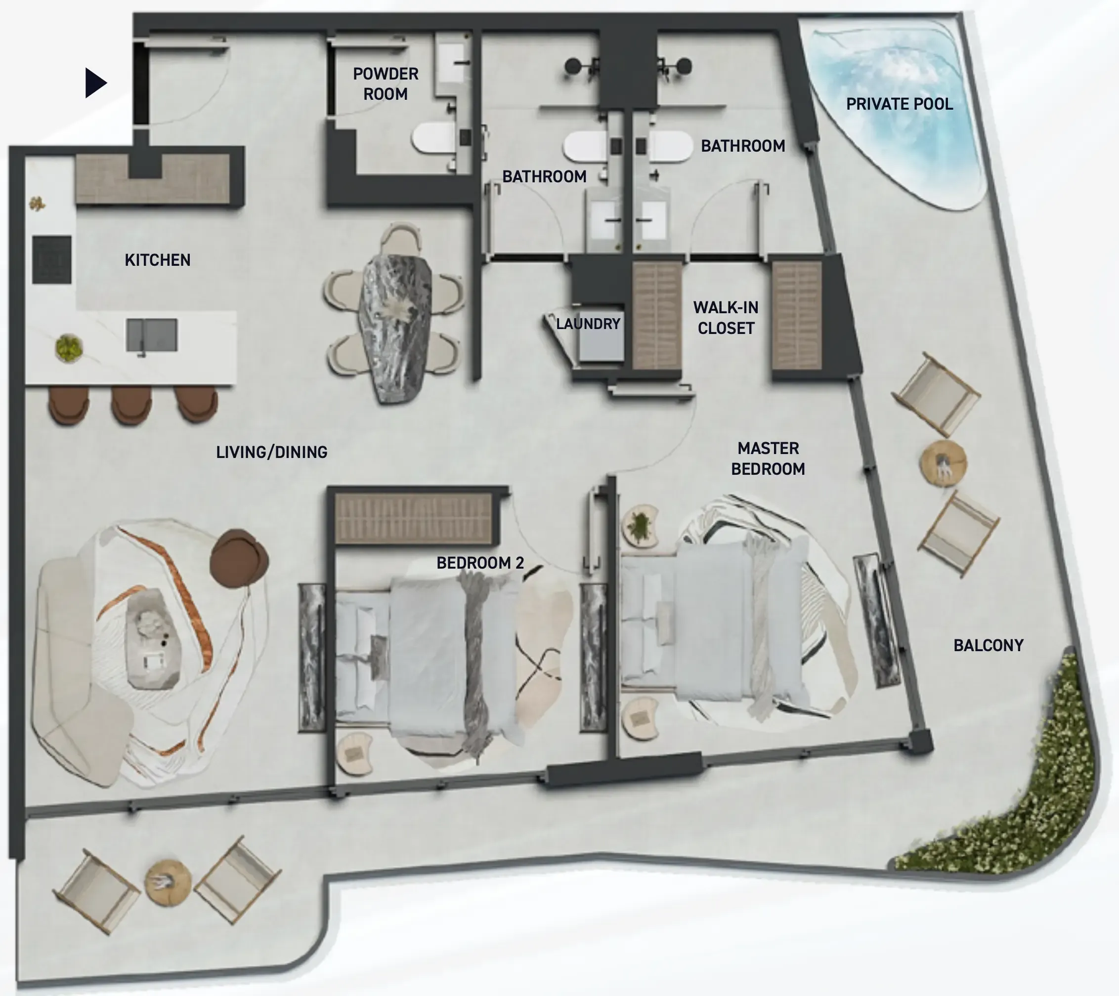 2 bedroom Apartments floor plan at Hadley Heights 2