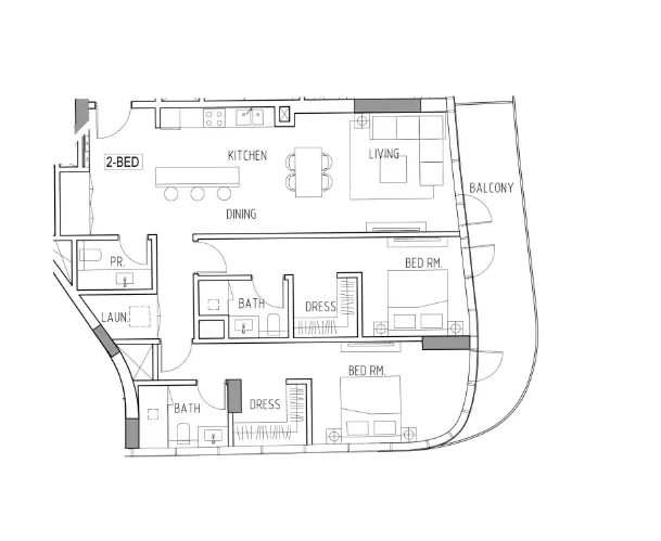 2 bedroom Apartments floor plan at Altitude de Grisogono