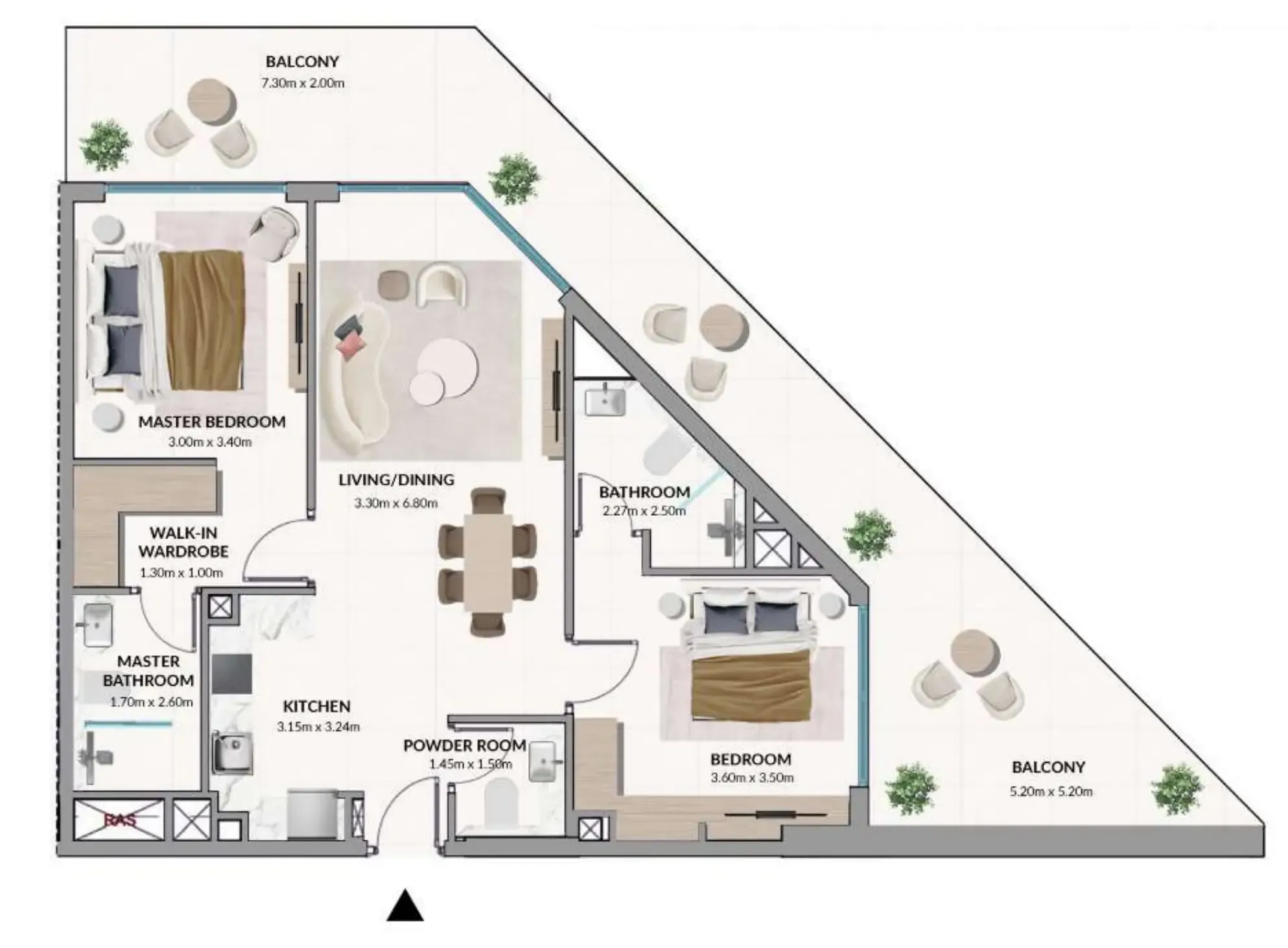 2 bedroom Apartments floor plan at Woodland Terraces