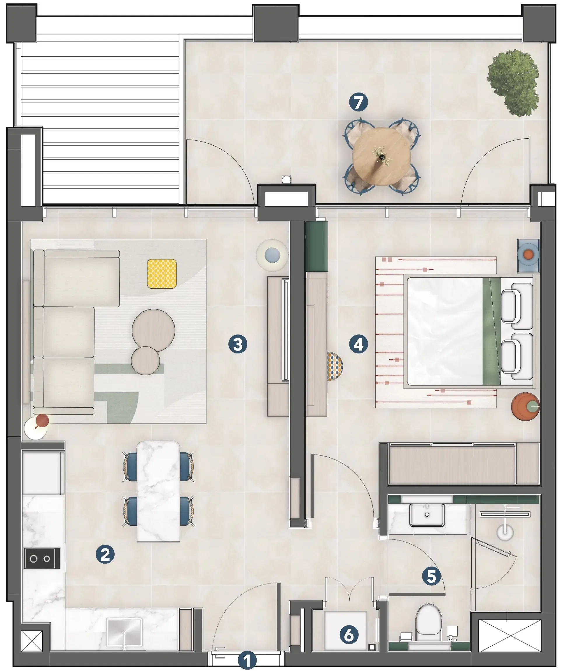 1 bedroom Apartments floor plan at Rove Home Meydan Horizon