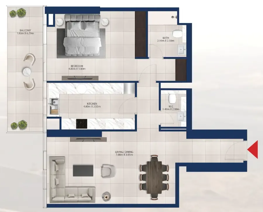 1 bedroom Apartments floor plan at Al Vista
