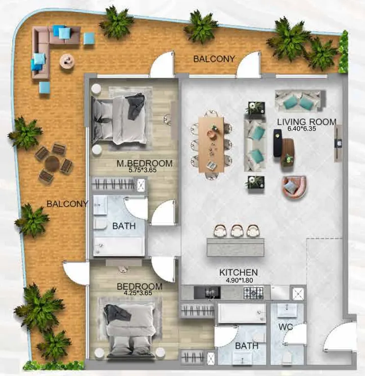 3 bedroom Apartments floor plan at 311 Boulevard
