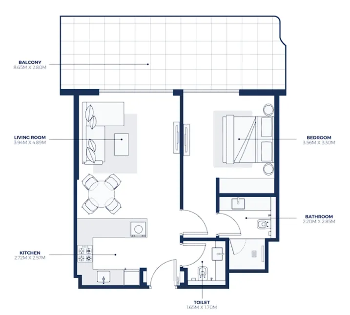 1 bedroom Apartments floor plan at Creek Views 3