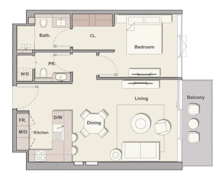 1 bedroom Apartments floor plan at Soto Grande