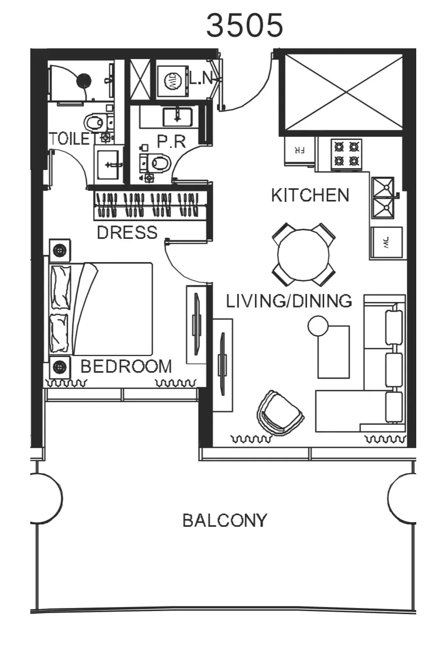 1 bedroom Apartments floor plan at The WOW Tower