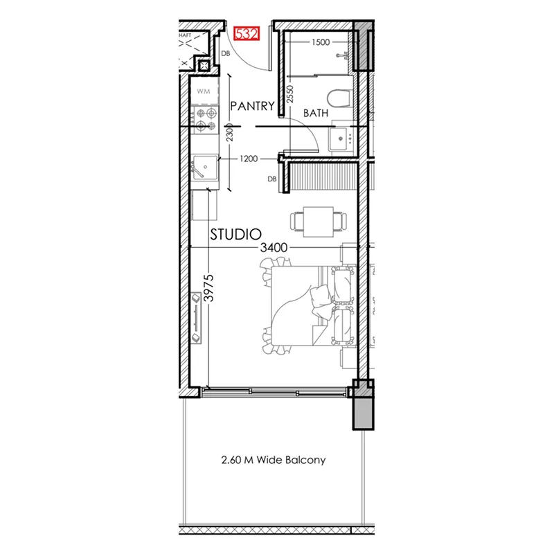 0 bedroom Apartments floor plan at Al Haseen Residences 5