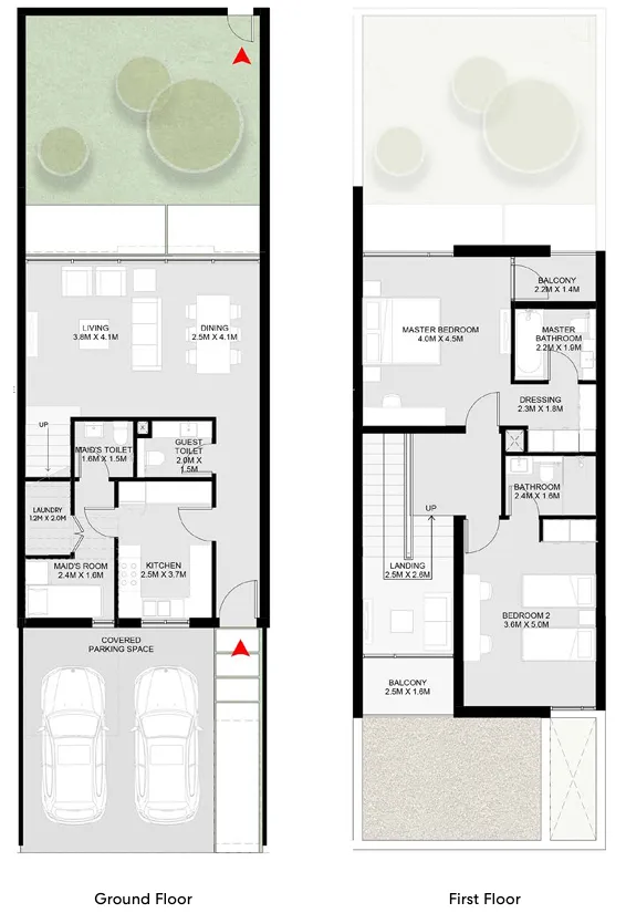 2 bedroom townhouse floor plan at Masaar 3 Dalia