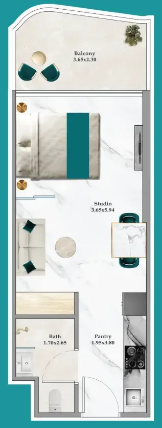 0 bedroom Apartments floor plan at Breez