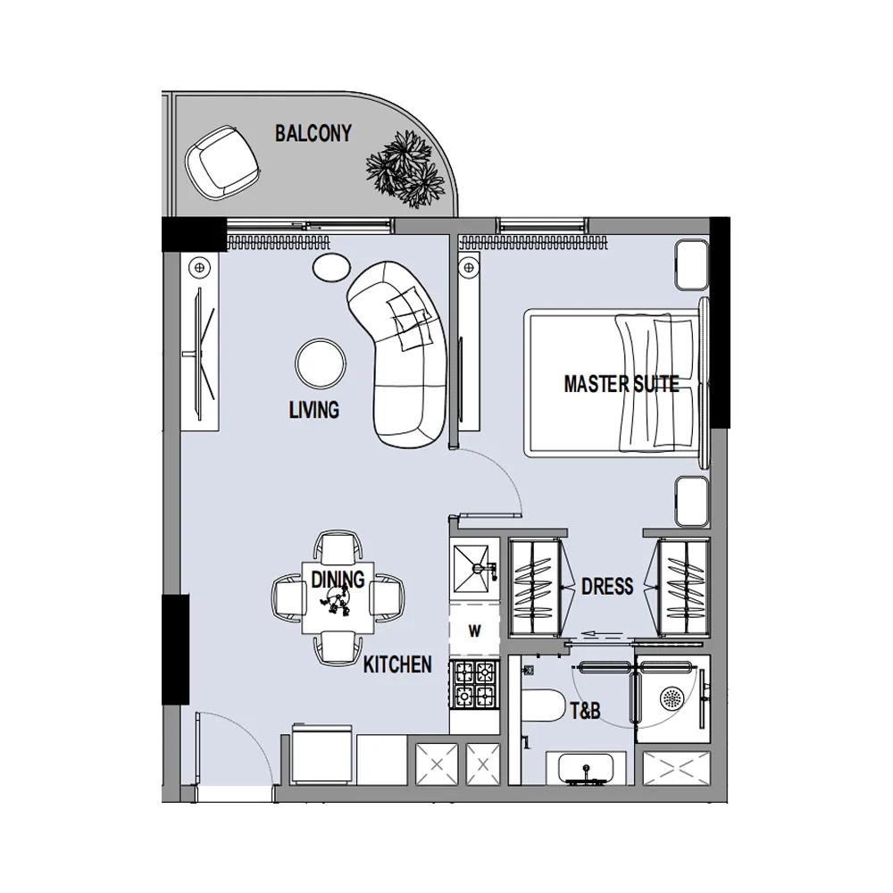 1 bedroom Apartments floor plan at Verso