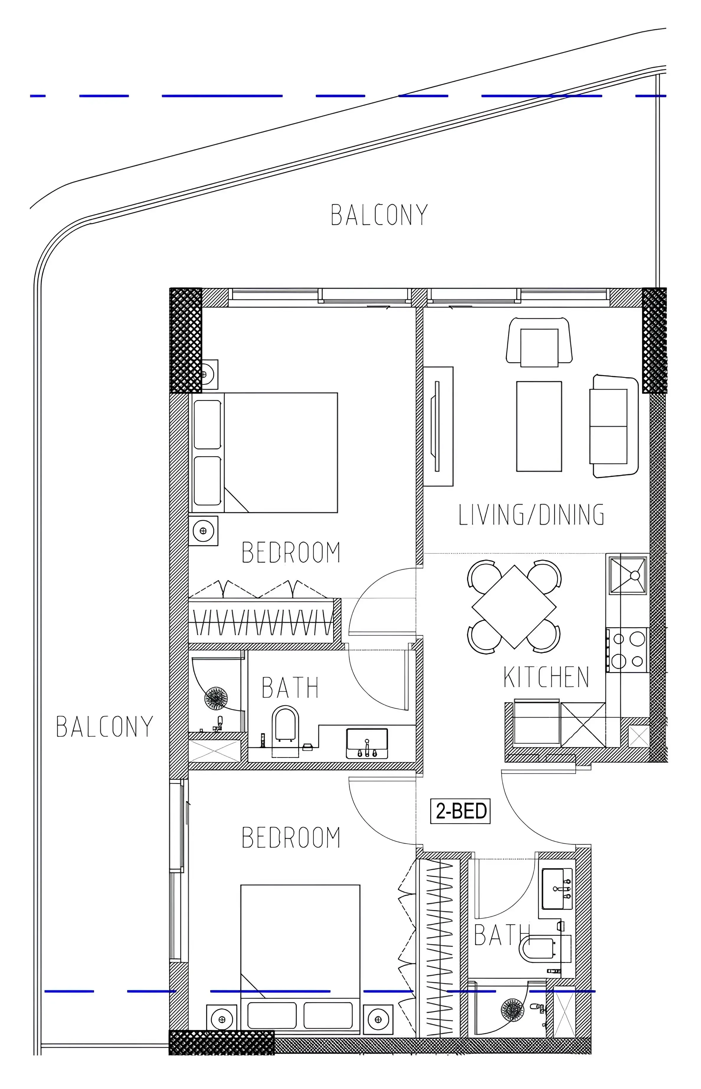 2 bedroom Apartments floor plan at Elo 2 and 3 Damac