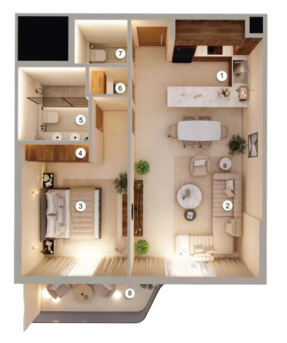 1 bedroom Apartments floor plan at Tivanno Residence