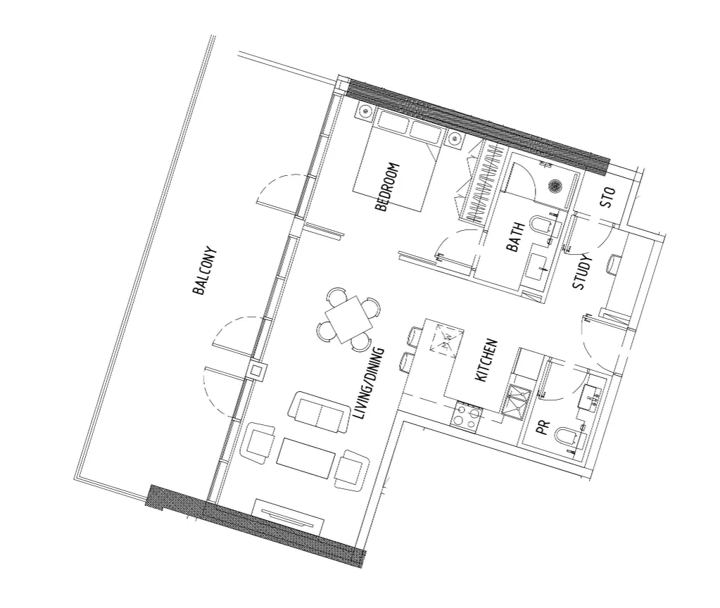1 bedroom Apartments floor plan at Damac District