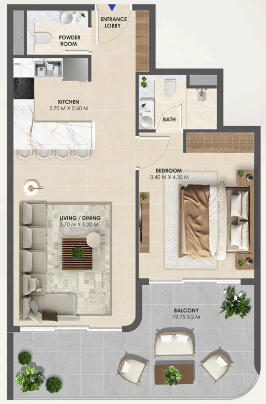 1 bedroom Apartments floor plan at Vivida Residences