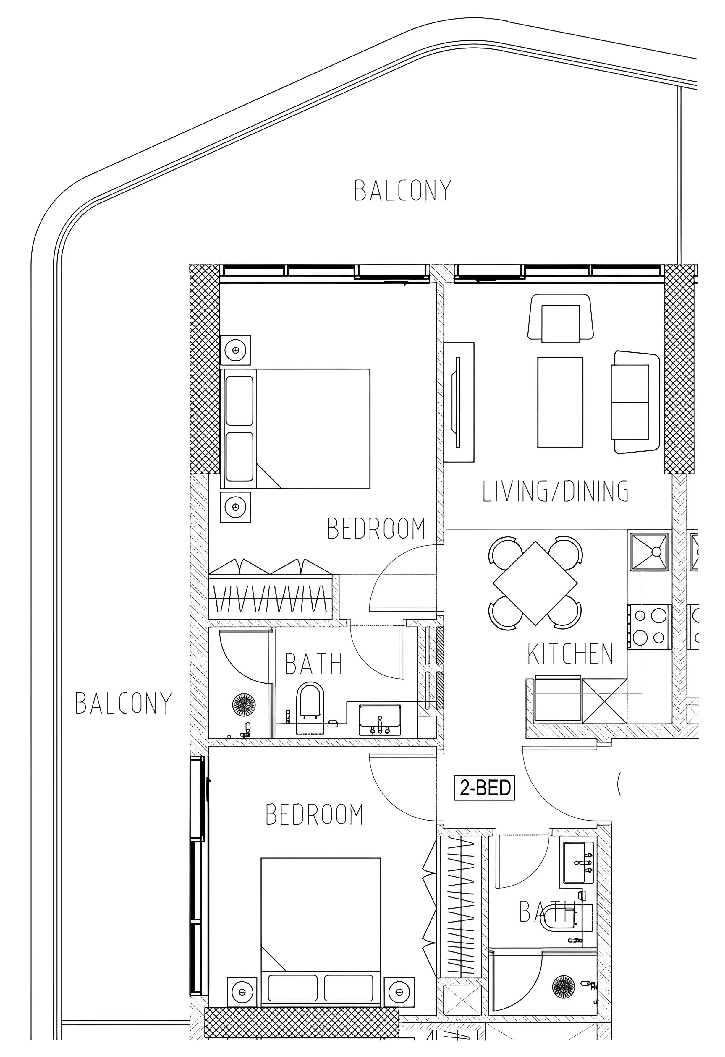 2 bedroom Apartments floor plan at Elo 2 and 3 Damac