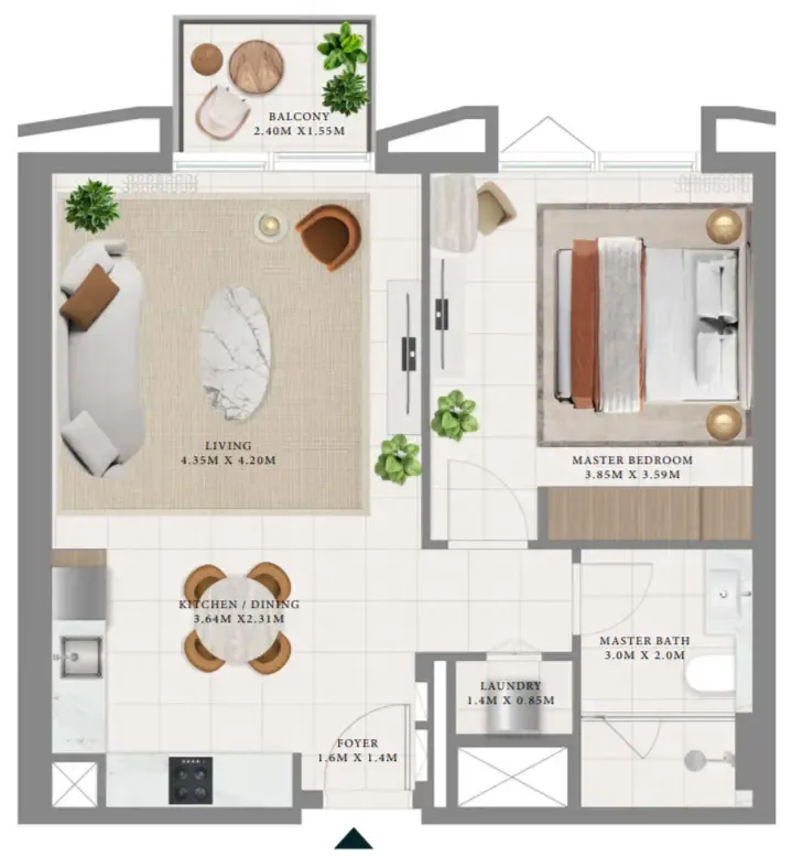 1 bedroom Apartments floor plan at Hillsedge