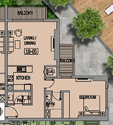 1 bedroom Apartments floor plan at Jade Tower