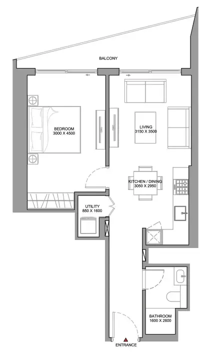 1 bedroom Apartments floor plan at The Serene at Sobha Central