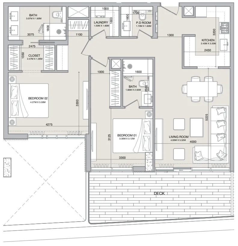 2 bedroom Apartments floor plan at Isolana Residences
