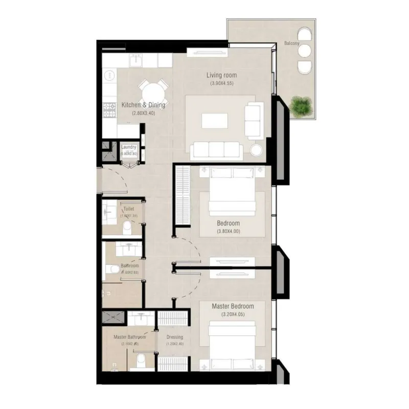 2 bedroom Apartments floor plan at Alton