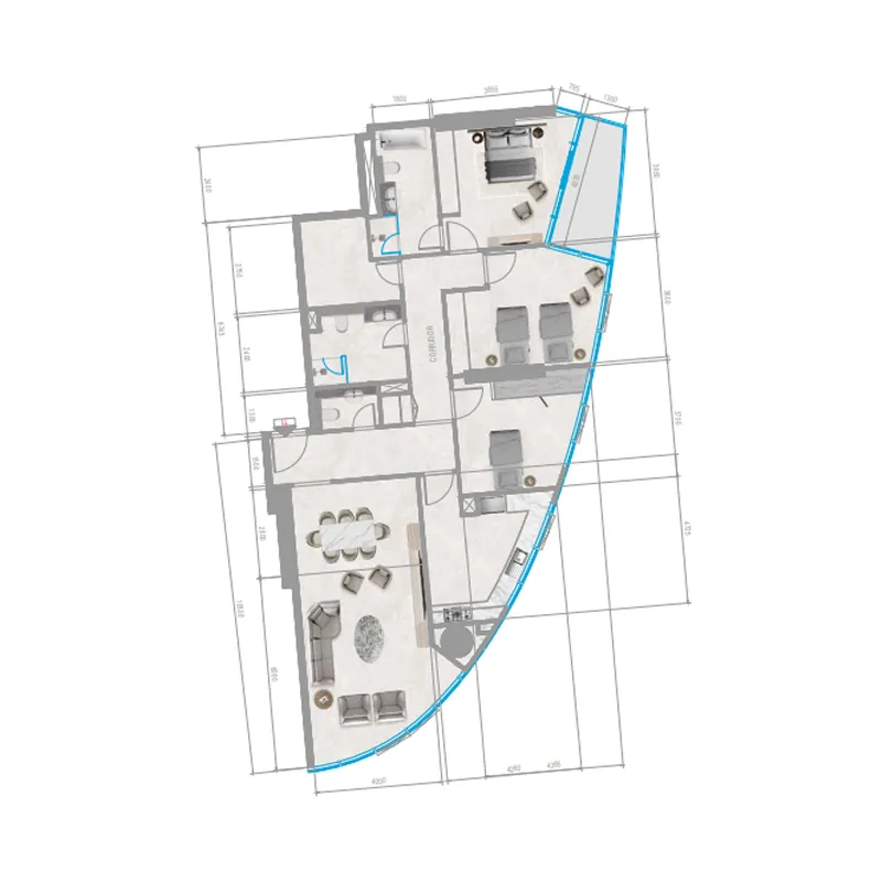 3 bedroom Apartments floor plan at Orchid Towers Phase 1