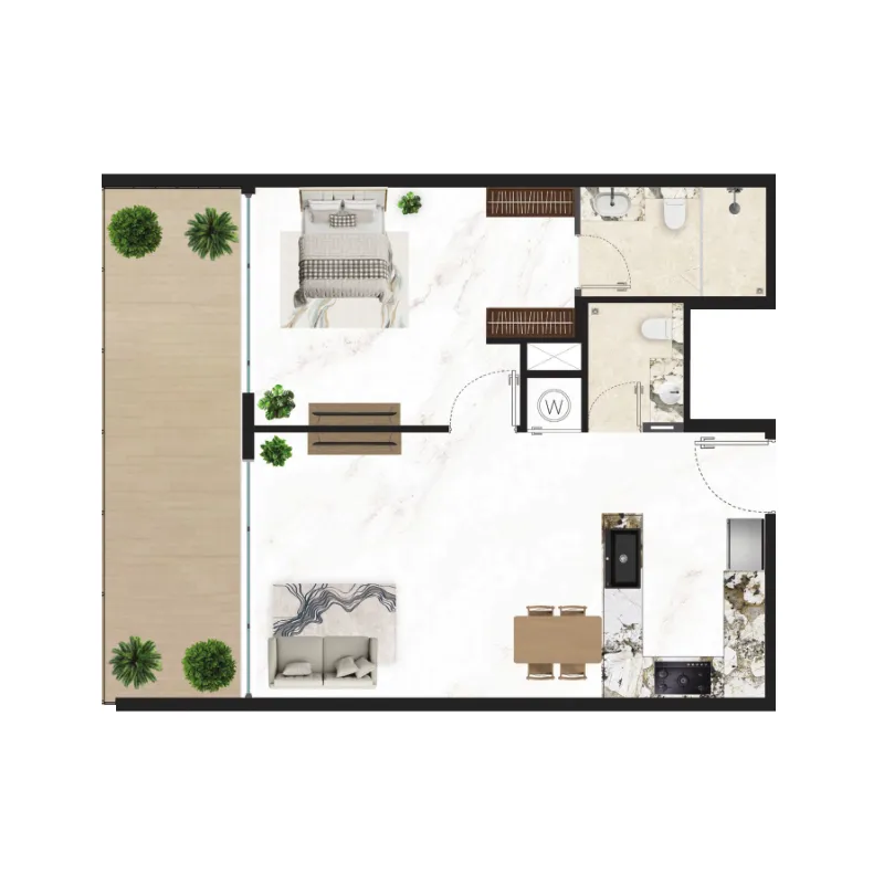1 bedroom Apartments floor plan at Courtyard One