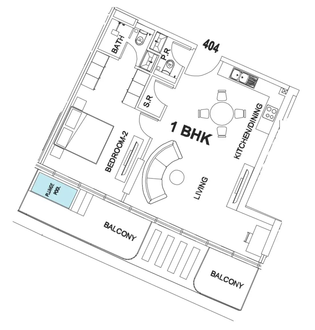 1 bedroom Apartments floor plan at Villa Del Garda