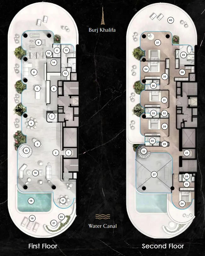 6 bedroom Duplex floor plan at The Rings
