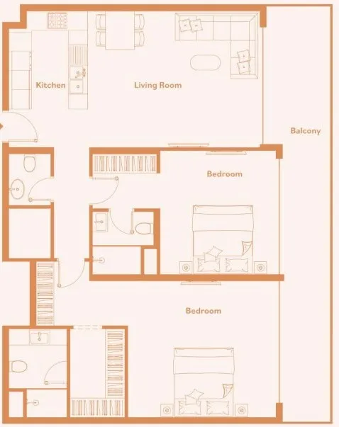 2 bedroom Apartments floor plan at Luma Park Views