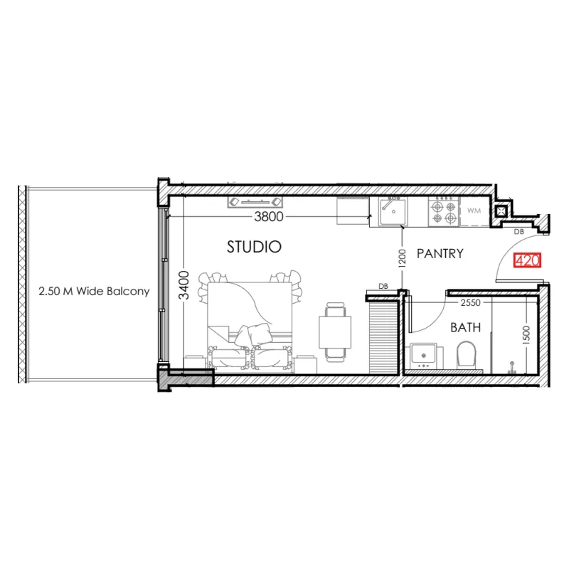 0 bedroom Apartments floor plan at Al Haseen Residences 5
