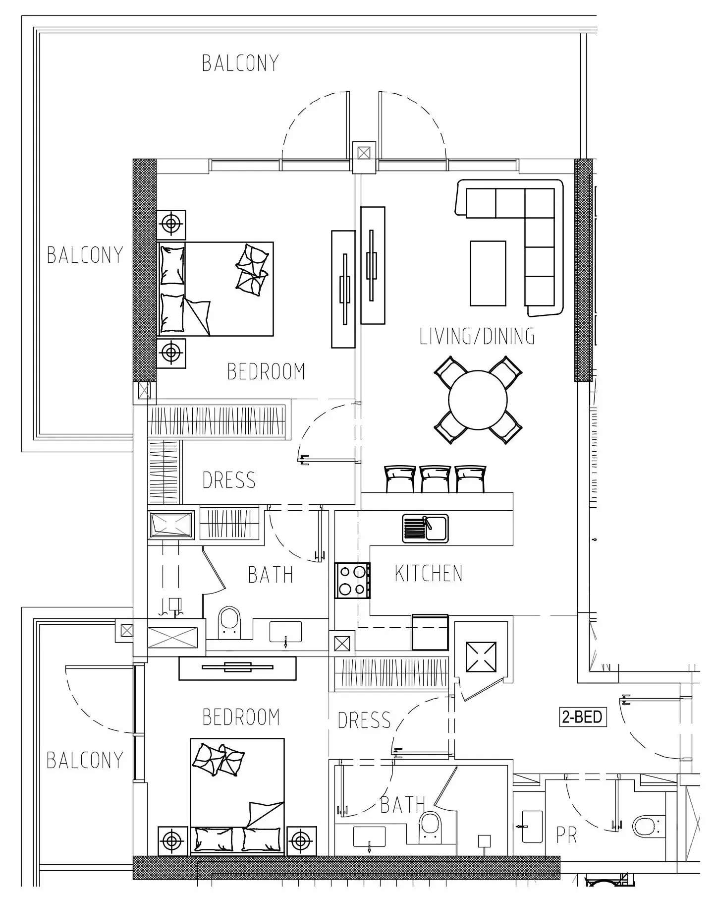 2 bedroom Apartments floor plan at Damac Riverside Views