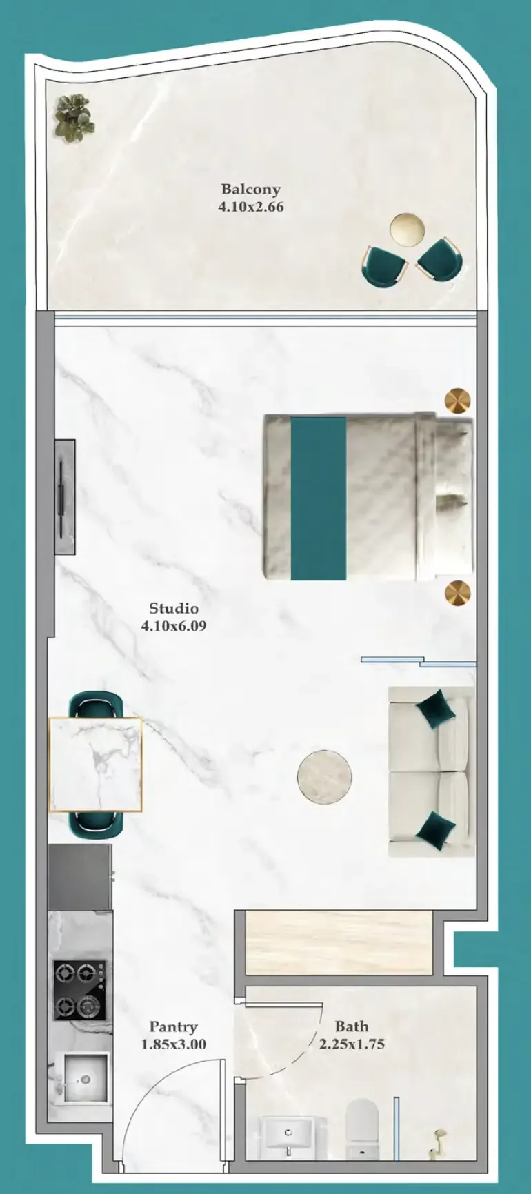 0 bedroom Apartments floor plan at Breez