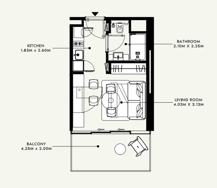 0 bedroom Apartments floor plan at Azizi Venice