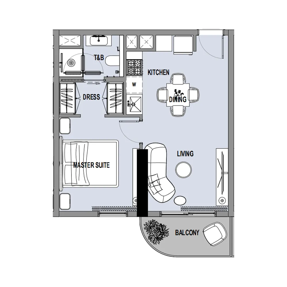 1 bedroom Apartments floor plan at Verso