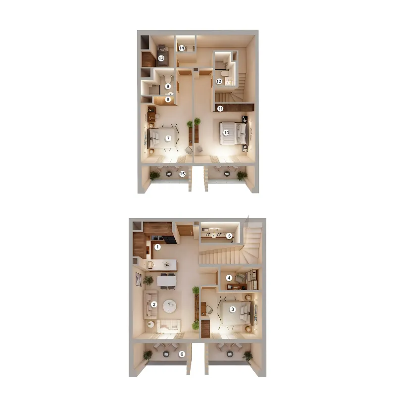 3 bedroom Duplex floor plan at Q Gardens Loft