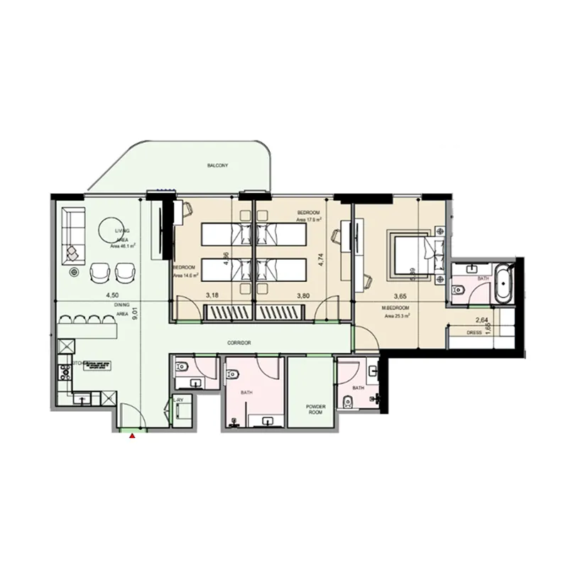 3 bedroom Apartments floor plan at Edgewater Residences 1, 2 and 3